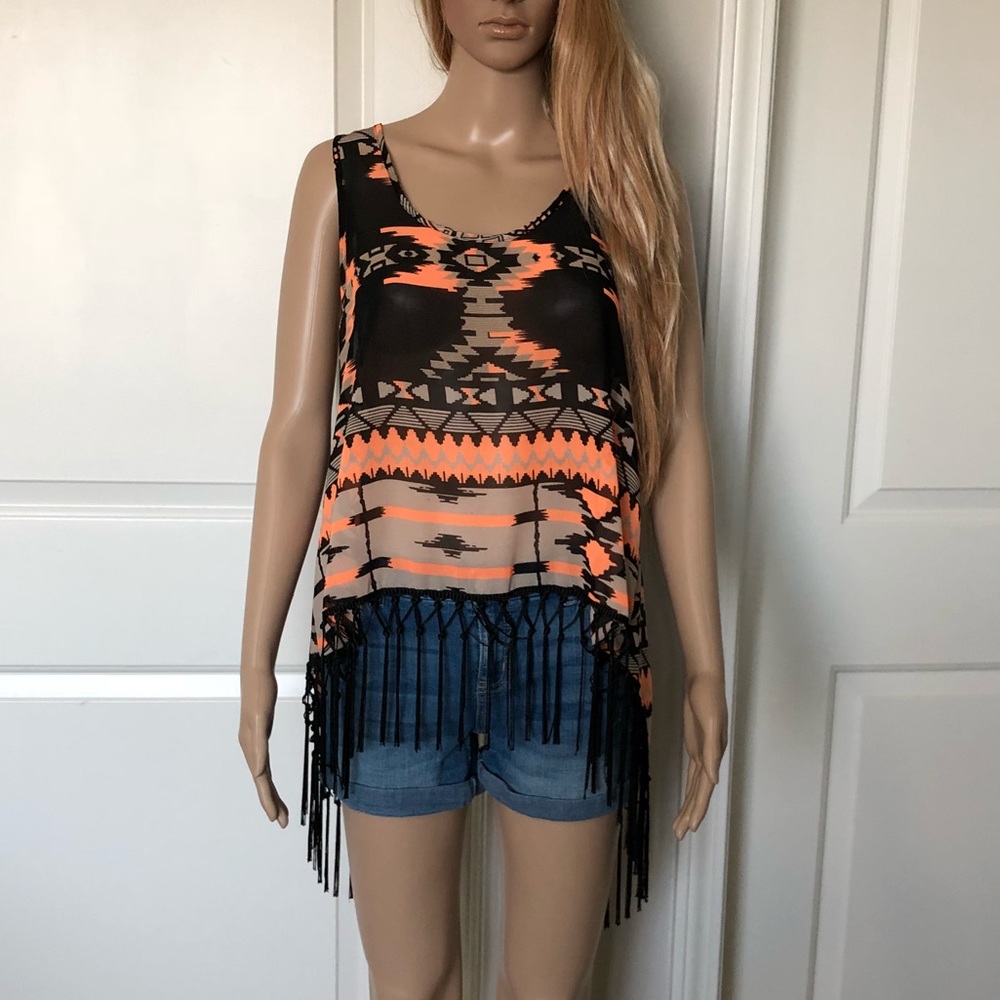 I Live 4 Truth Festival Aztec Design Tassels EUC M